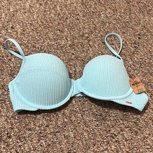 Victoria's Secret PINK New Blue Crinkle Push-up Bikini Top Size M